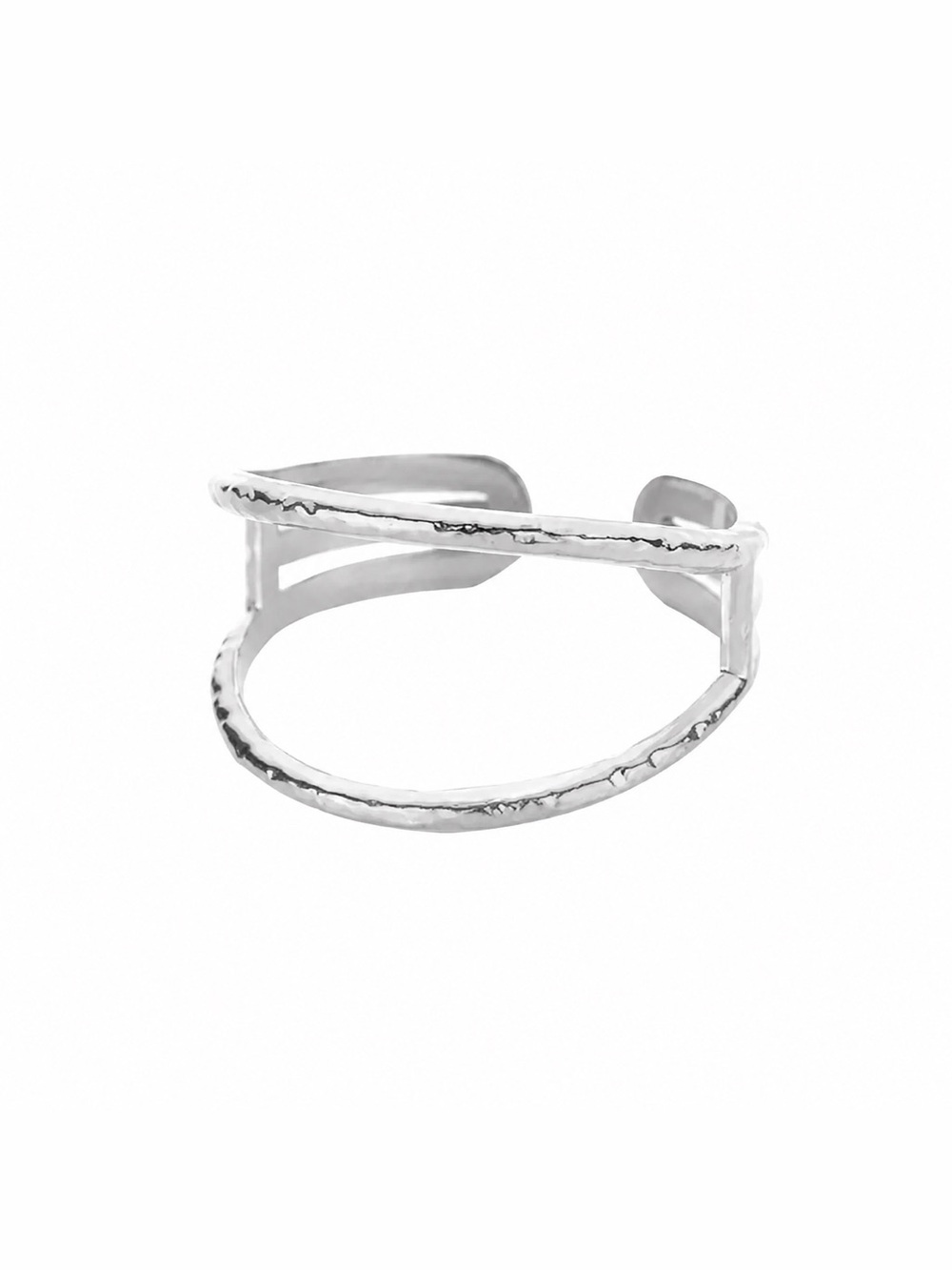 Stainless Steel Hammered Open Band Ring | Adjustable